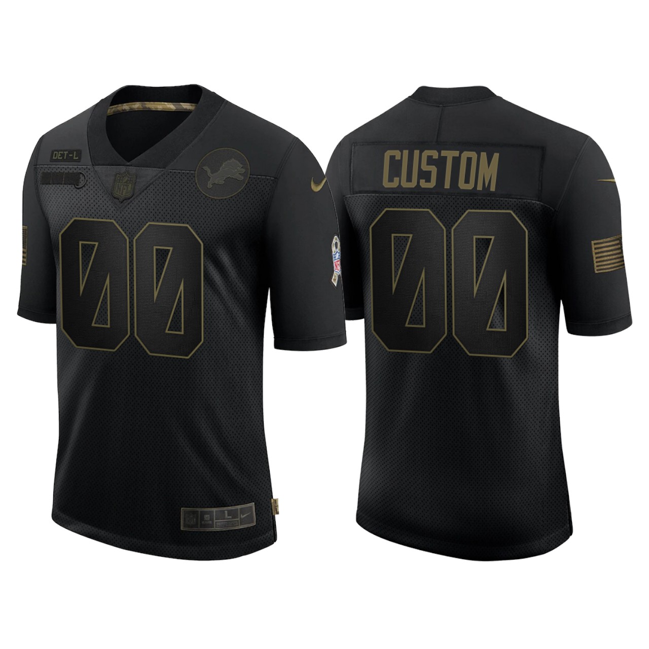 Men's Detroit Lions Customized 2020 Black Salute To Service Limited Stitched Jersey